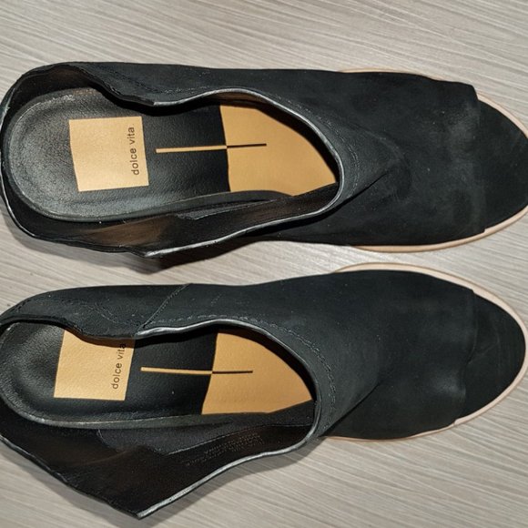 Dolce Vita Hailey Leather Block-Heel Bootie Black Suede Womens Size 10 B - Picture 5 of 7